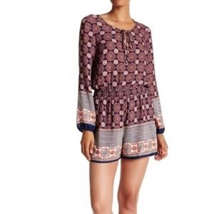 Lane Bryant Long Sleeve Keyhole Neck Paisley Medallion Midi Romper Size 24